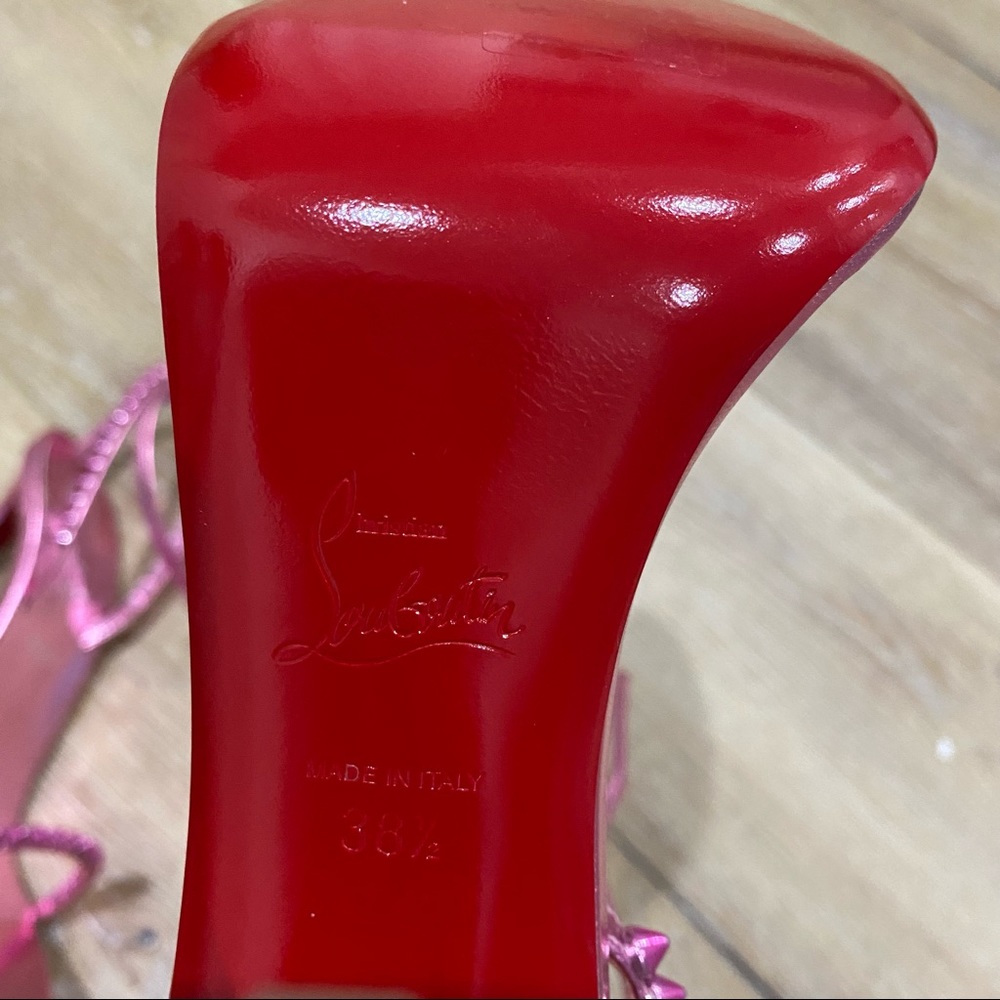 Christian Louboutin So Me 100 Metallic Pink Studded Heels Size 38.5 - Picture 8 of 16